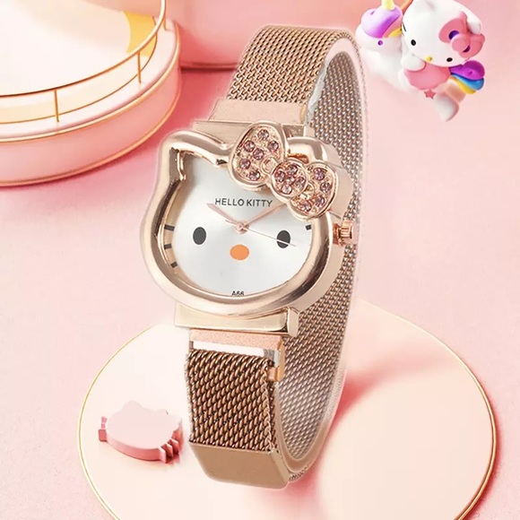 HELLO KITTY ROSE GOLD MESH STRAP WATCH - NEW! - Picture 6 of 16